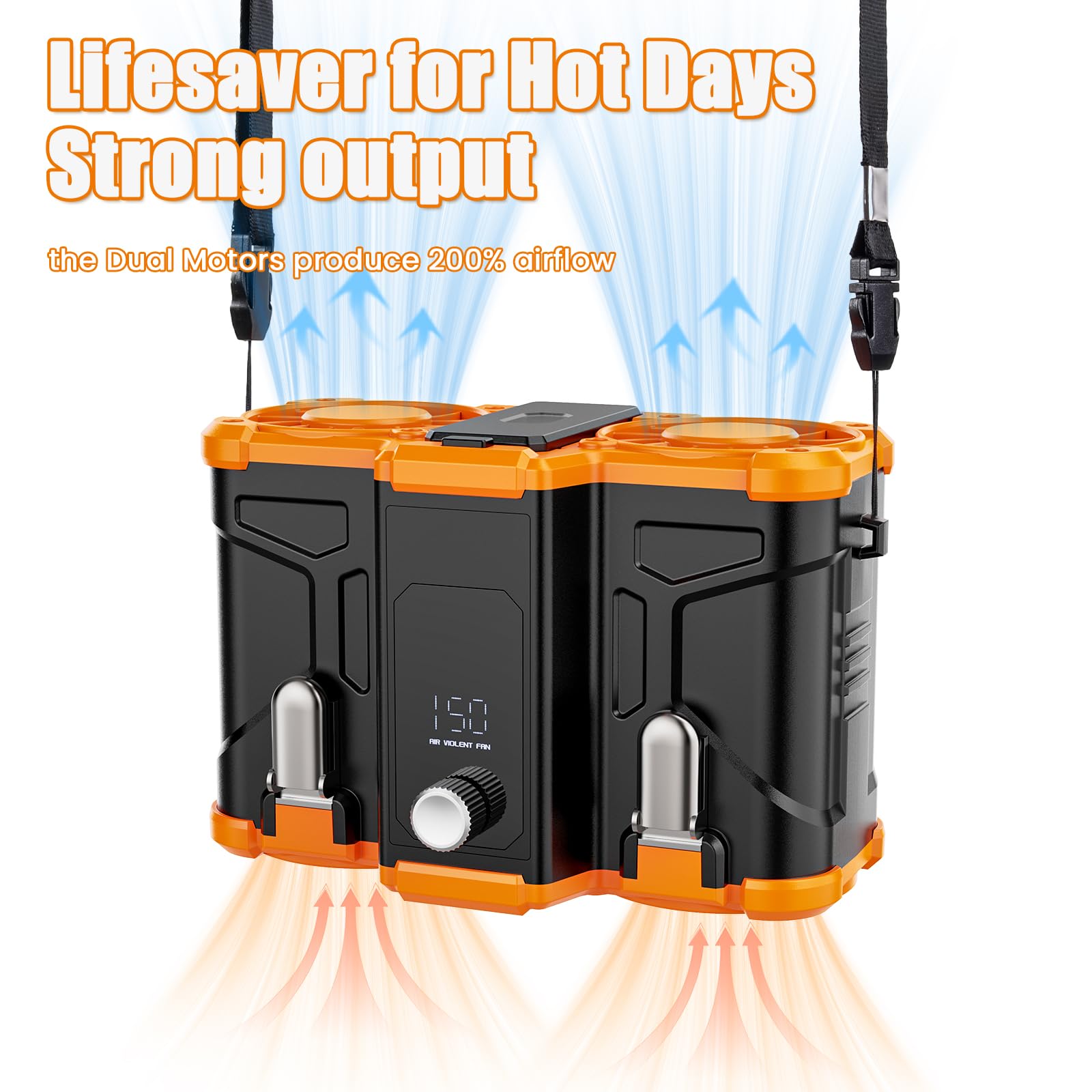 2025 Personal Waist Fan with 10,000mAh, 150 Speeds 16000RPM Strong Airflow Dual Motors, Portable Belt Clip on Waist Cooling Shirt Fan, Perfect for Outdoor Sports, Work, Camp & Travel