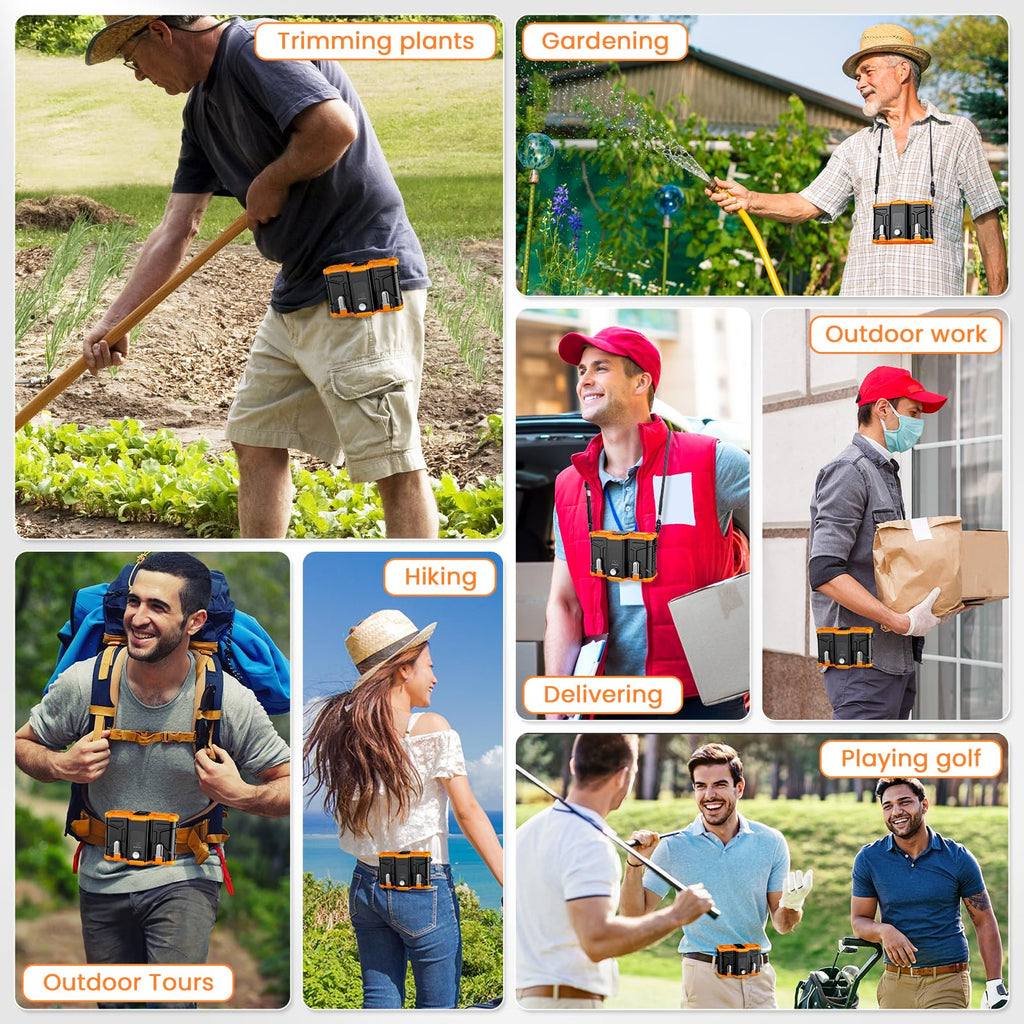 2025 Personal Waist Fan with 10,000mAh, 150 Speeds 16000RPM Strong Airflow Dual Motors, Portable Belt Clip on Waist Cooling Shirt Fan, Perfect for Outdoor Sports, Work, Camp & Travel