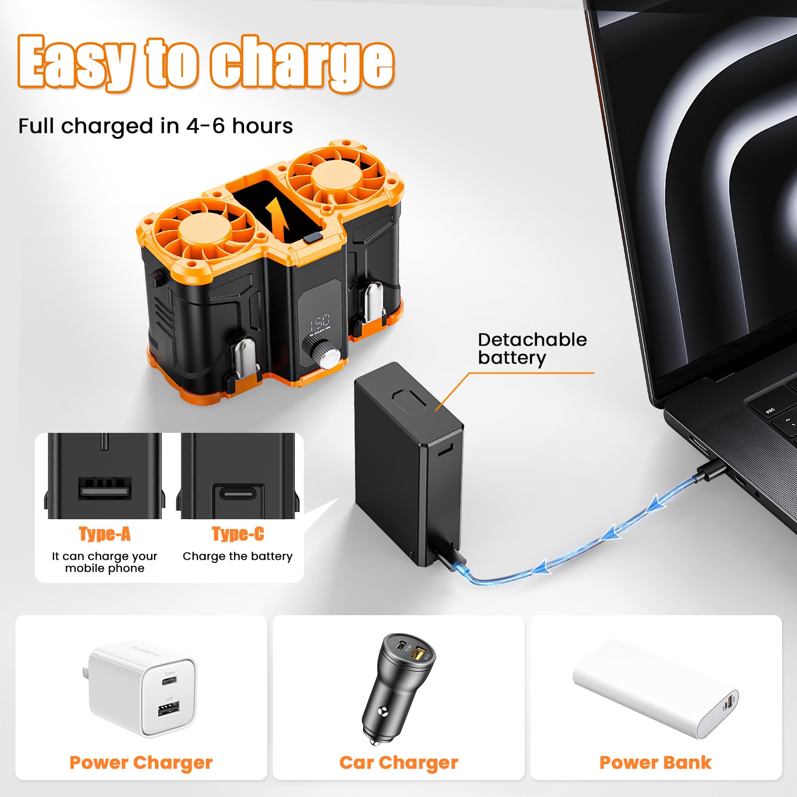 2025 Personal Waist Fan with 10,000mAh, 150 Speeds 16000RPM Strong Airflow Dual Motors, Portable Belt Clip on Waist Cooling Shirt Fan, Perfect for Outdoor Sports, Work, Camp & Travel